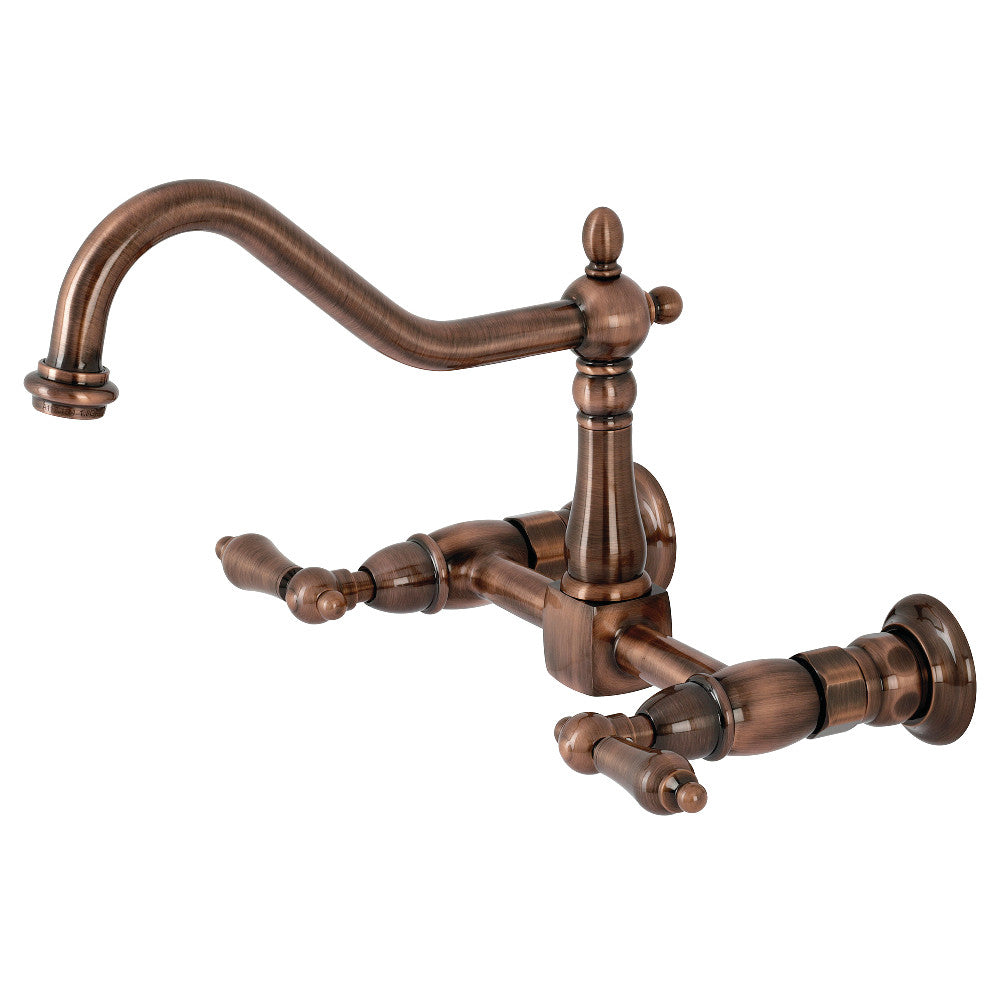 Kingston Brass KS1242AL Heritage Wall Mount Bridge Kitchen Faucet