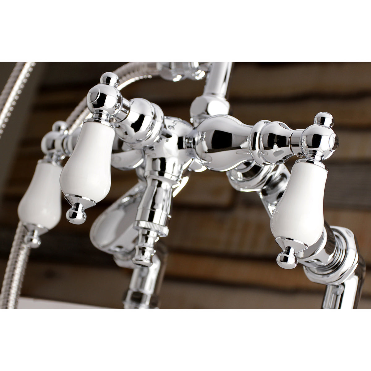 Auqa Vintage 3-3/8 Inch Adjustable Deck Mount Tub Faucet with Hand Shower