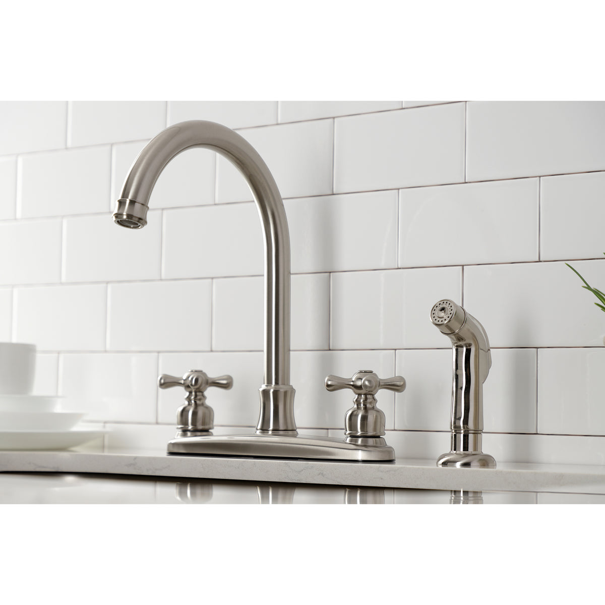 Kingston Brass FB7798AXSP Victorian 8-Inch Centerset Kitchen Faucet with Sprayer