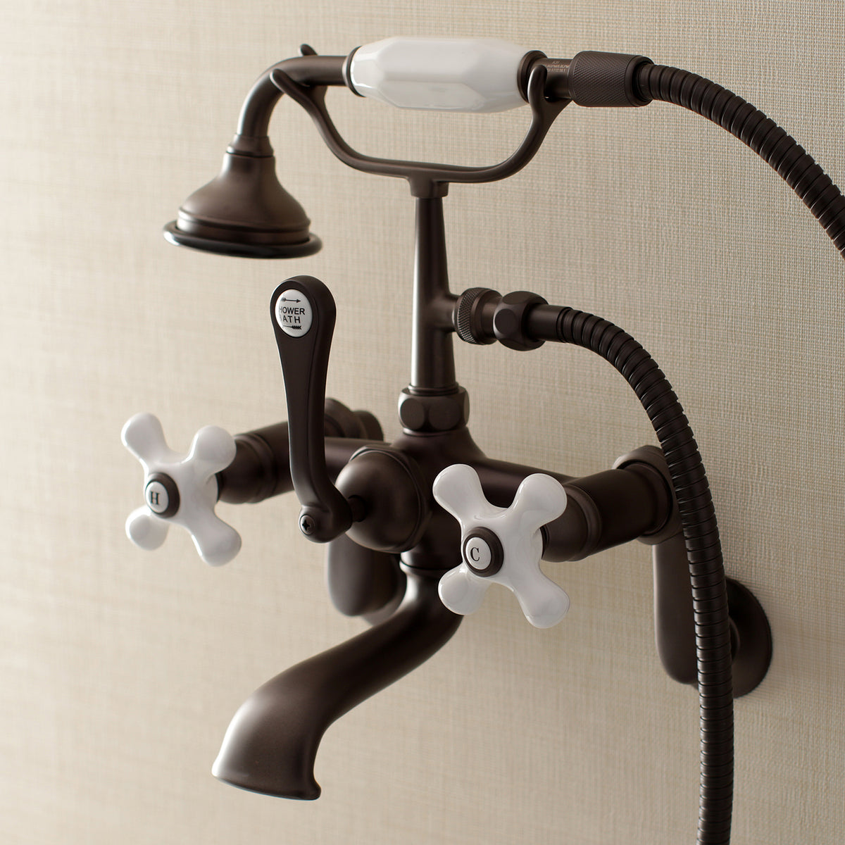 Aqua Vintage Wall Mount Tub Faucet with Hand Shower