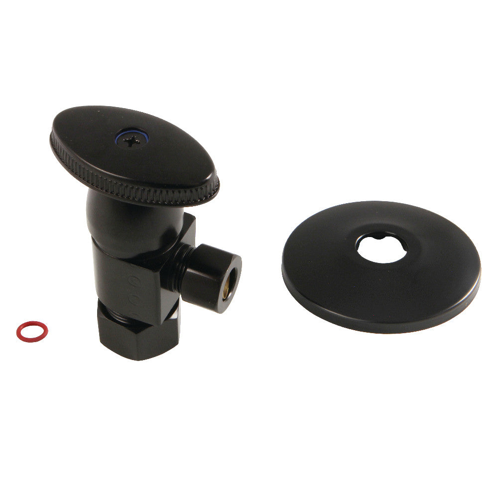 Kingston Brass 5/8&quot;O.D x 3/8&quot; O.D Anti-Seize Deluxe Quarter Turn Ceramic Hardisc Cartridge Angle Stop with Flange