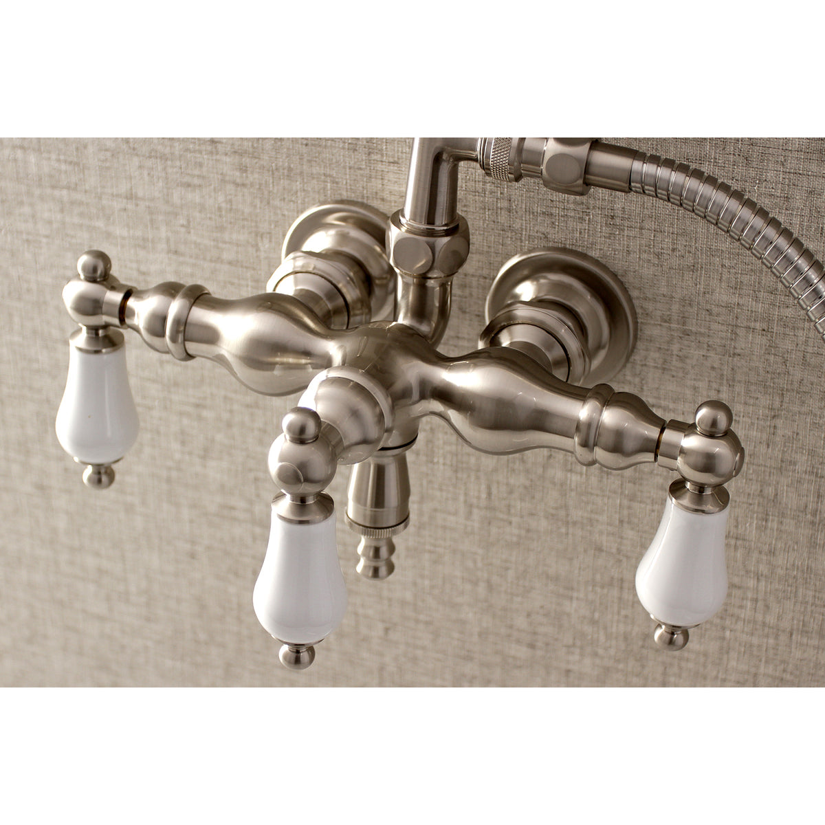 Aqua Vintage 3-3/8 Inch Wall Mount Tub Faucet with Hand Shower