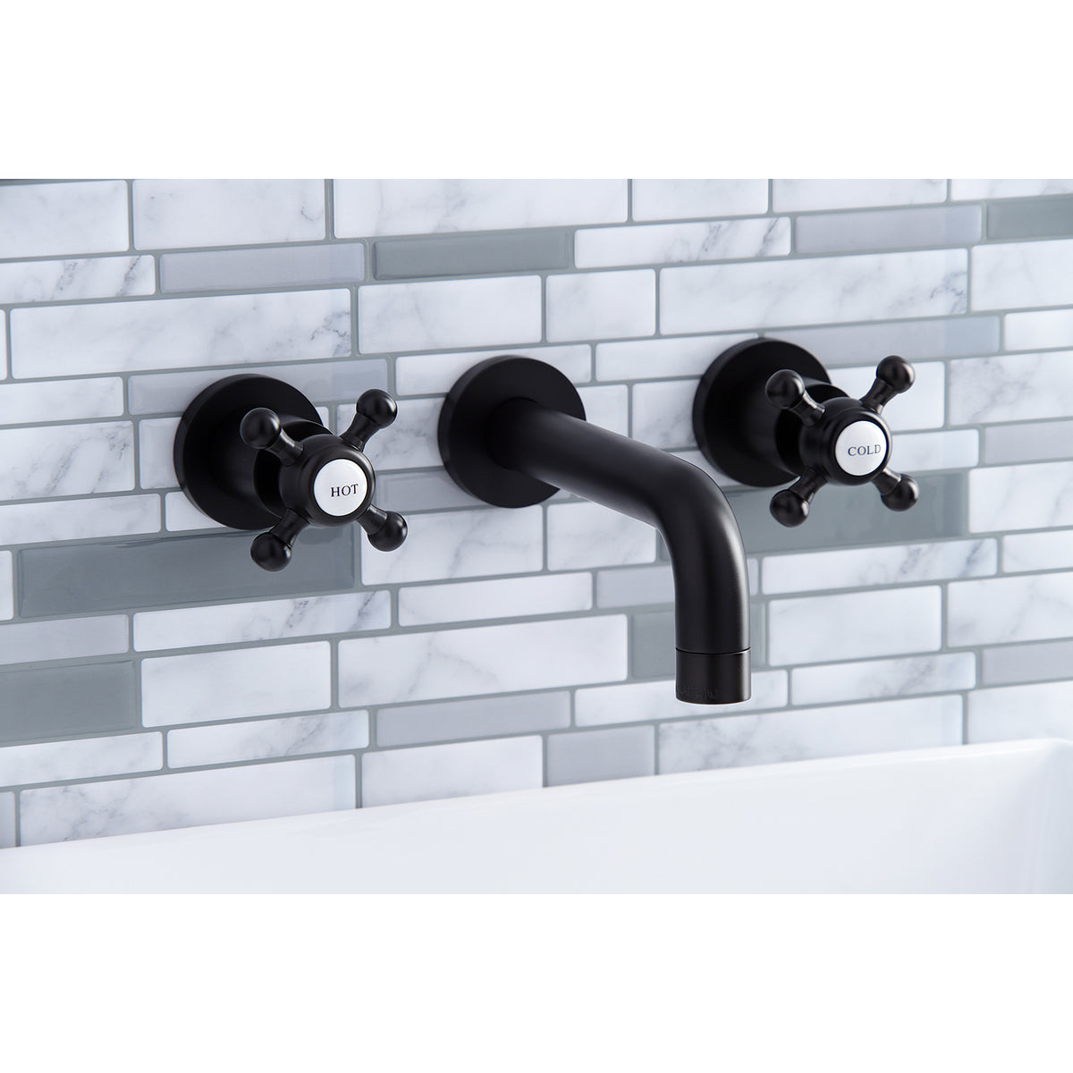 Kingston Brass KS8121BX Metropolitan 2-Handle 8 in. Wall Mount Bathroom Faucet