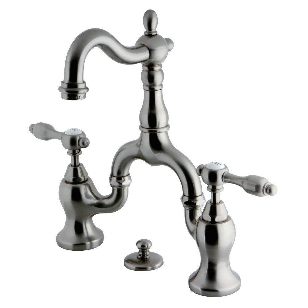 Kingston Brass KS7978TAL Tudor Bridge Bathroom Faucet with Brass Pop-Up