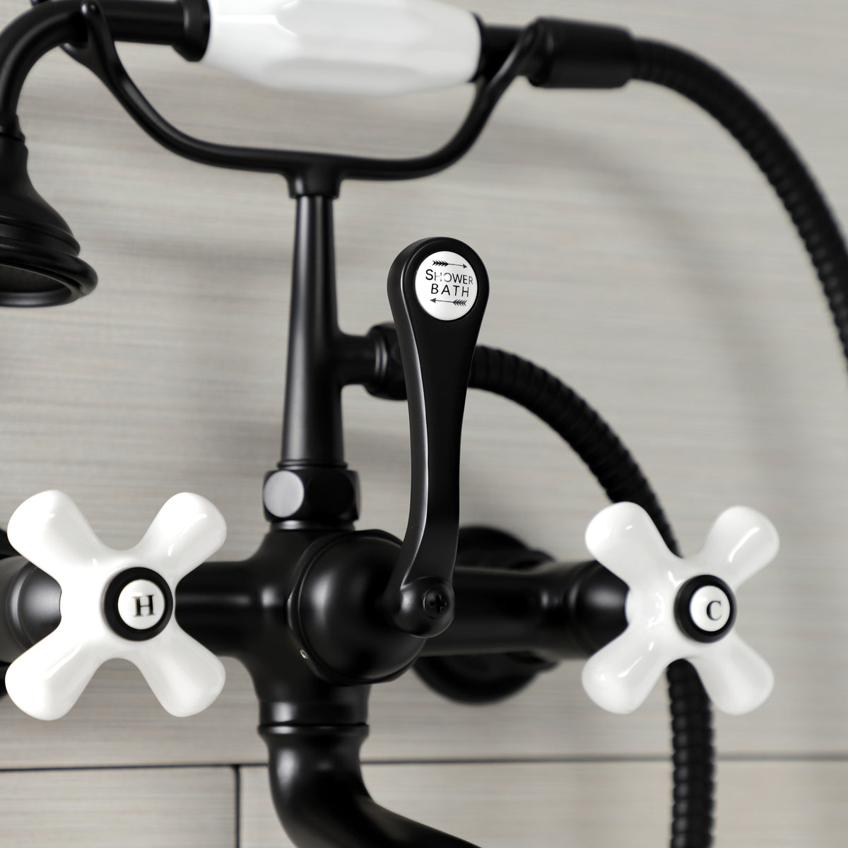 Aqua Vintage 7-Inch Wall Mount Tub Faucet with Hand Shower