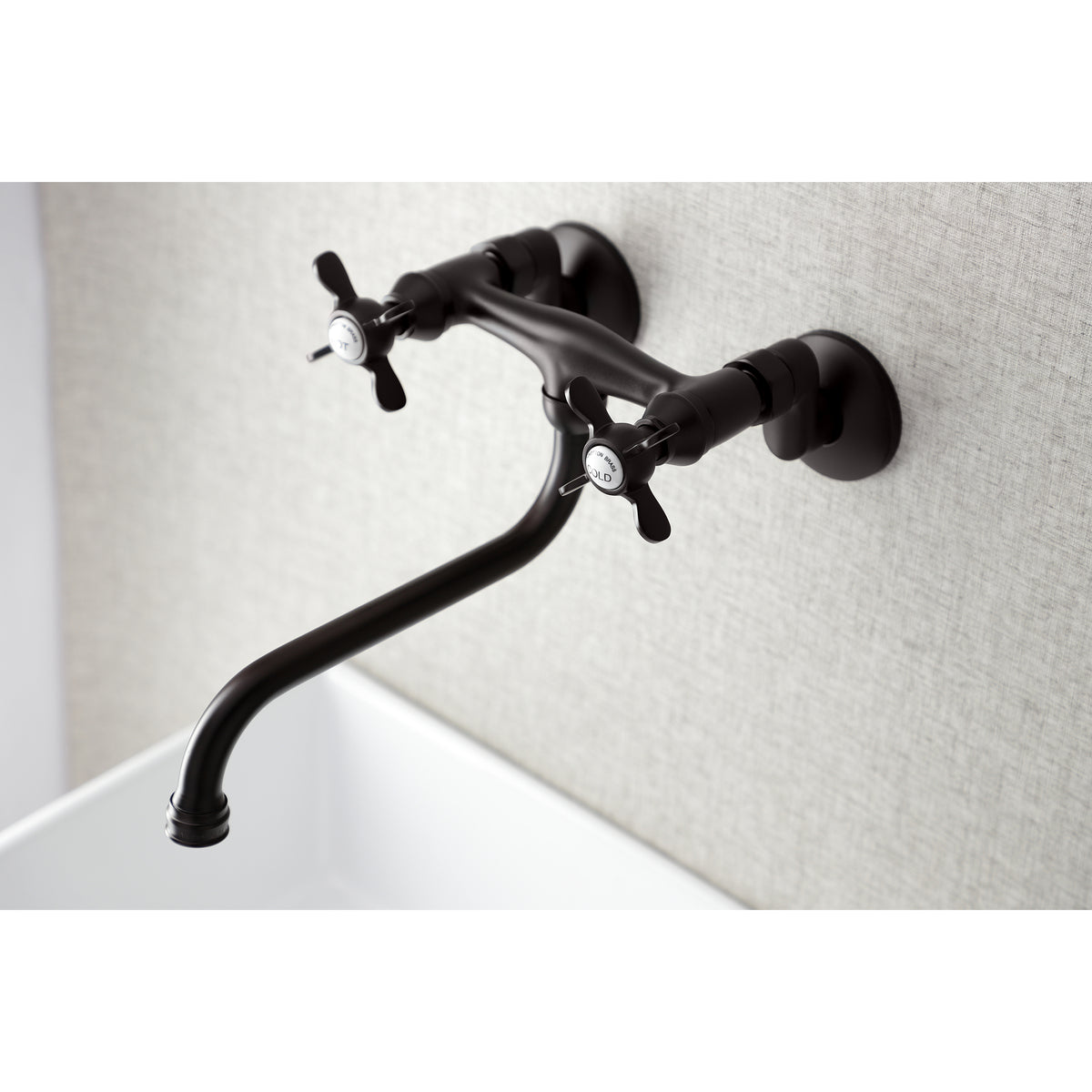Kingston Brass KS115SN Essex Two Handle Wall Mount Bathroom Faucet
