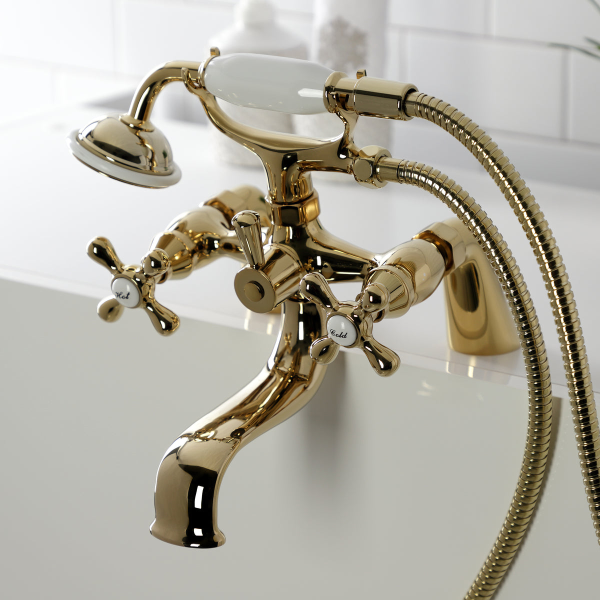 Kingston Deck Mount Clawfoot Tub Faucet with Hand Shower
