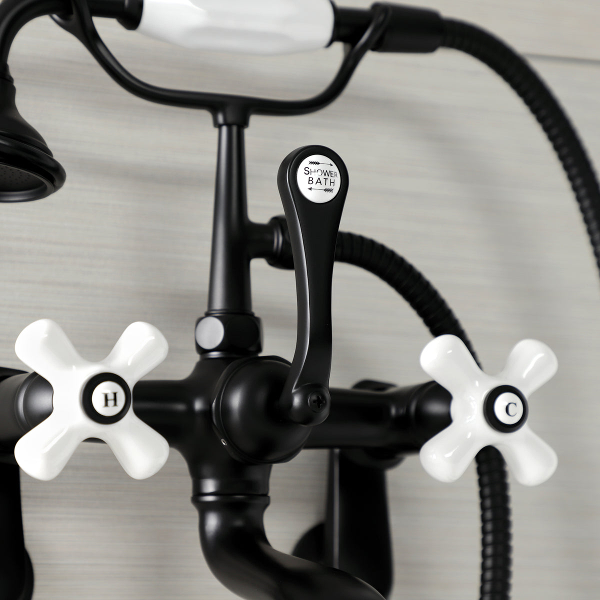 Aqua Vintage Wall Mount Tub Faucet with Hand Shower