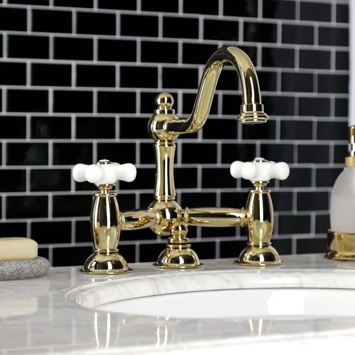 Kingston Brass KS3911PX Restoration Bathroom Bridge Faucet