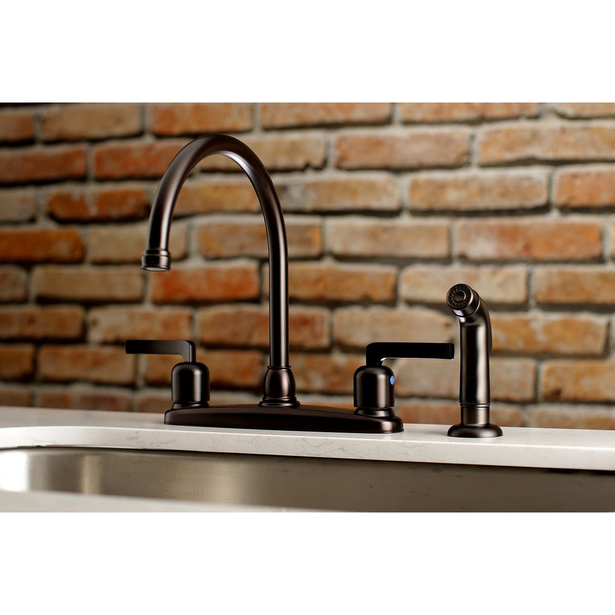 Kingston Brass FB791EFLSP Centurion 8-Inch Centerset Kitchen Faucet with Sprayer