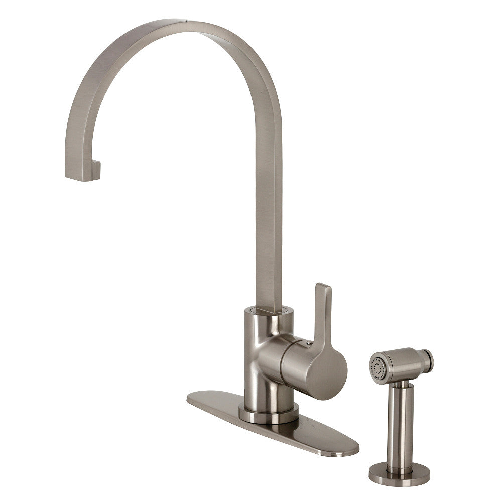 Kingston Brass LS8710CTLBS Continental Single-Handle Kitchen Faucet with Brass Sprayer