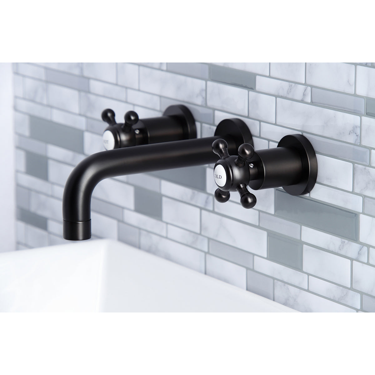 Kingston Brass KS8121BX Metropolitan 2-Handle 8 in. Wall Mount Bathroom Faucet