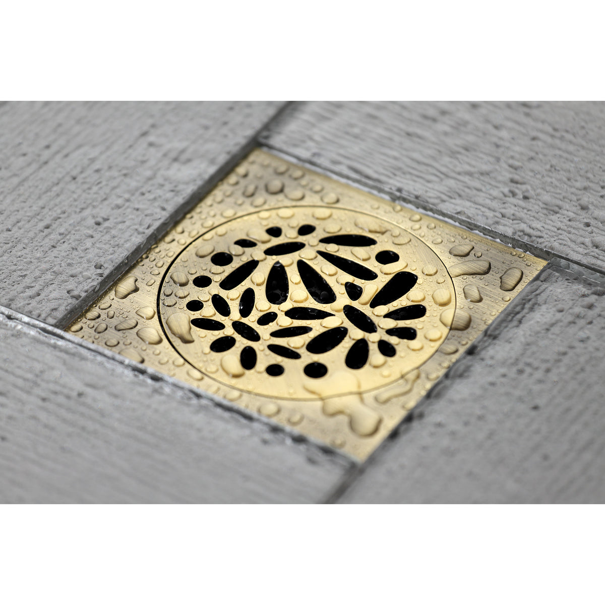 Kingston Brass Watercourse Floral 4&quot; Square Grid Shower Drain