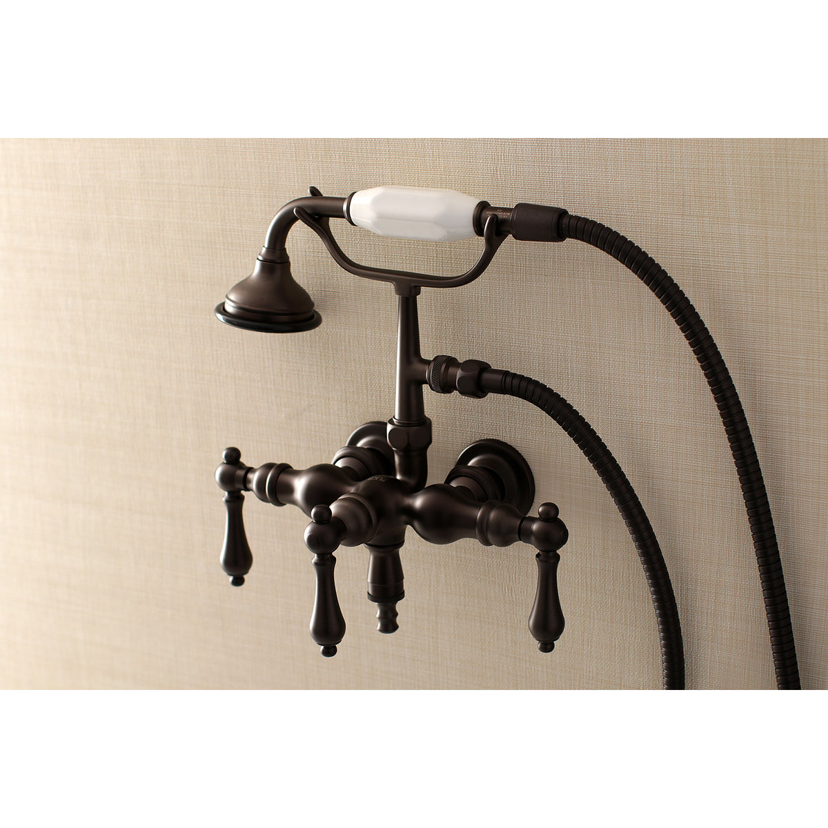 Aqua Vintage 3-3/8 Inch Wall Mount Tub Faucet with Hand Shower
