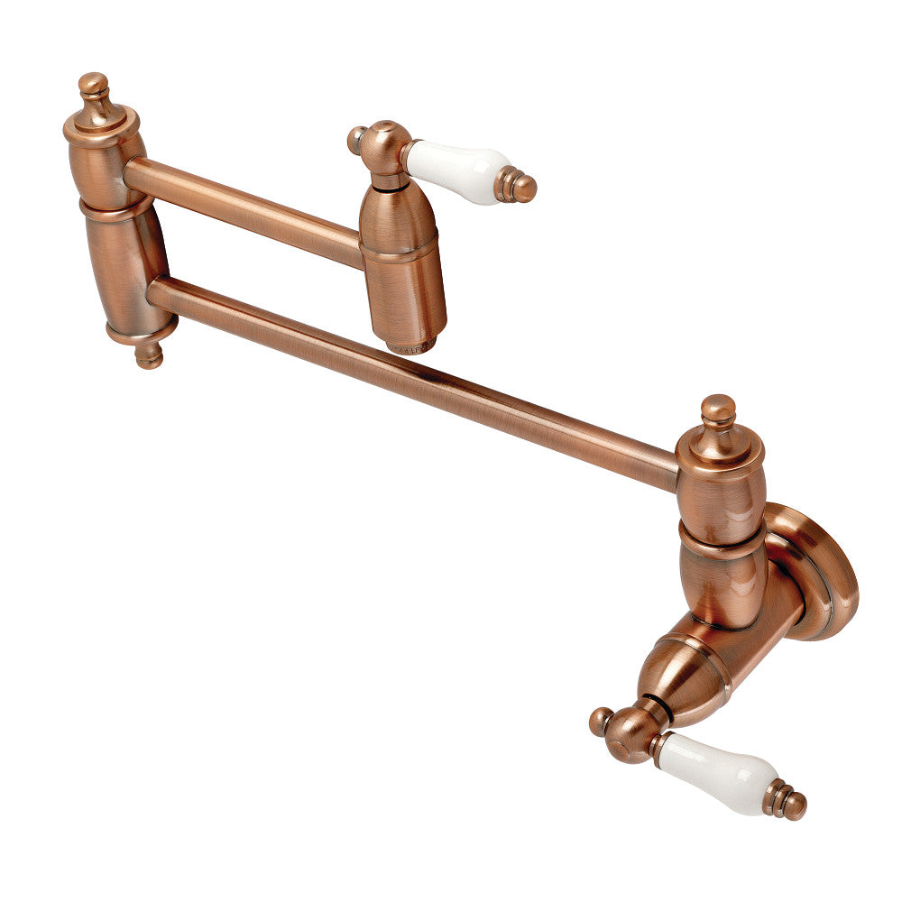 Kingston Brass KS3106PL Restoration Wall Mount Pot Filler Kitchen Faucet