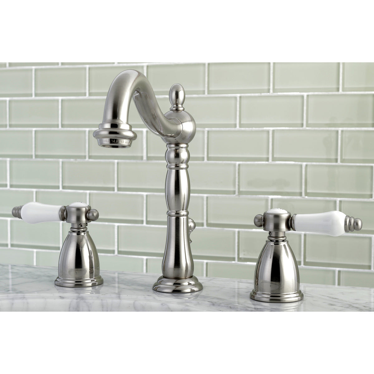 Kingston Brass KB1971BPL Bel-Air Widespread Bathroom Faucet with Plastic Pop-Up