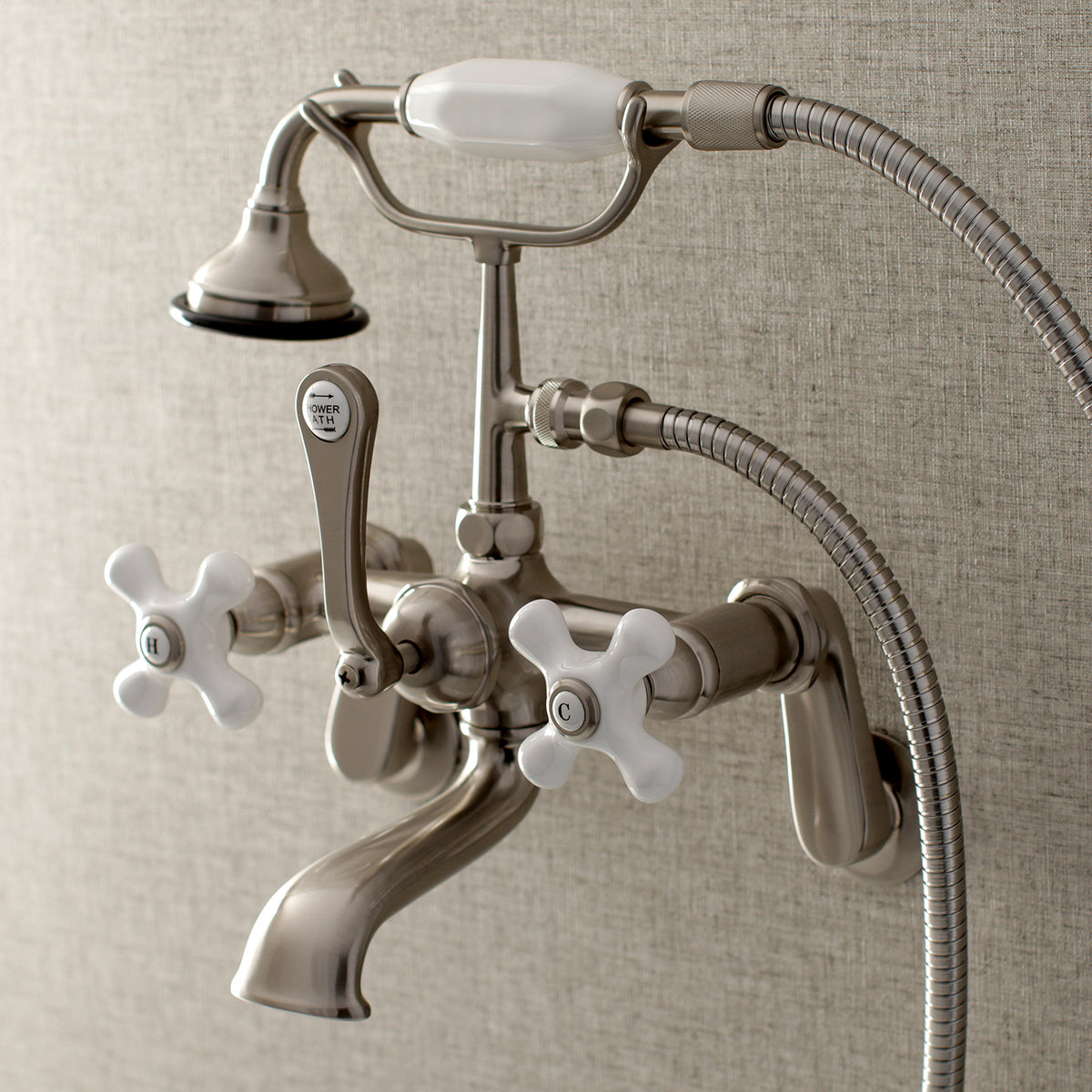 Aqua Vintage Wall Mount Tub Faucet with Hand Shower