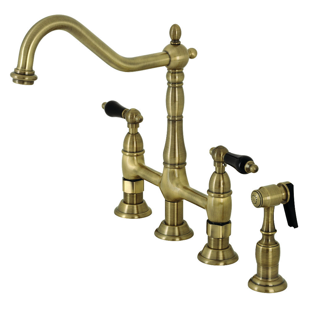 Kingston Brass KS1270PKLBS Duchess Bridge Kitchen Faucet with Brass Sprayer