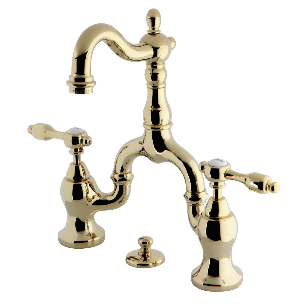 Kingston Brass KS7978TAL Tudor Bridge Bathroom Faucet with Brass Pop-Up