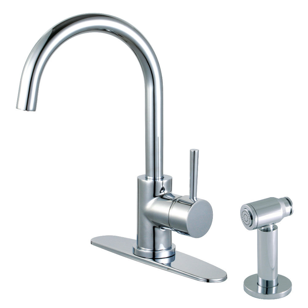 Kingston Brass LS8578DLBS Concord Single-Handle Kitchen Faucet with Brass Sprayer