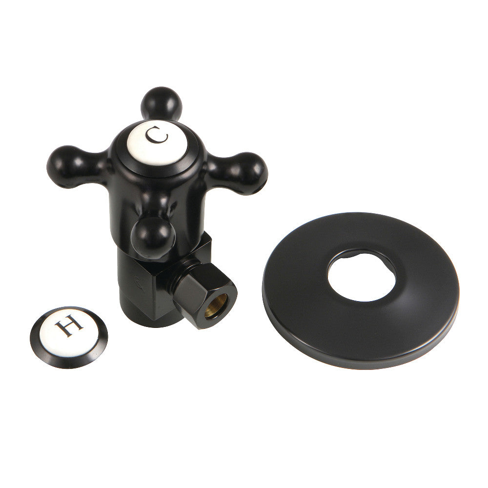 Kingston Brass 1/2&quot;IPS x 3/8&quot;O.D. Anti-Seize Deluxe Quarter-Turn Ceramic Hardisc Cartridge Angle Stop with Flange