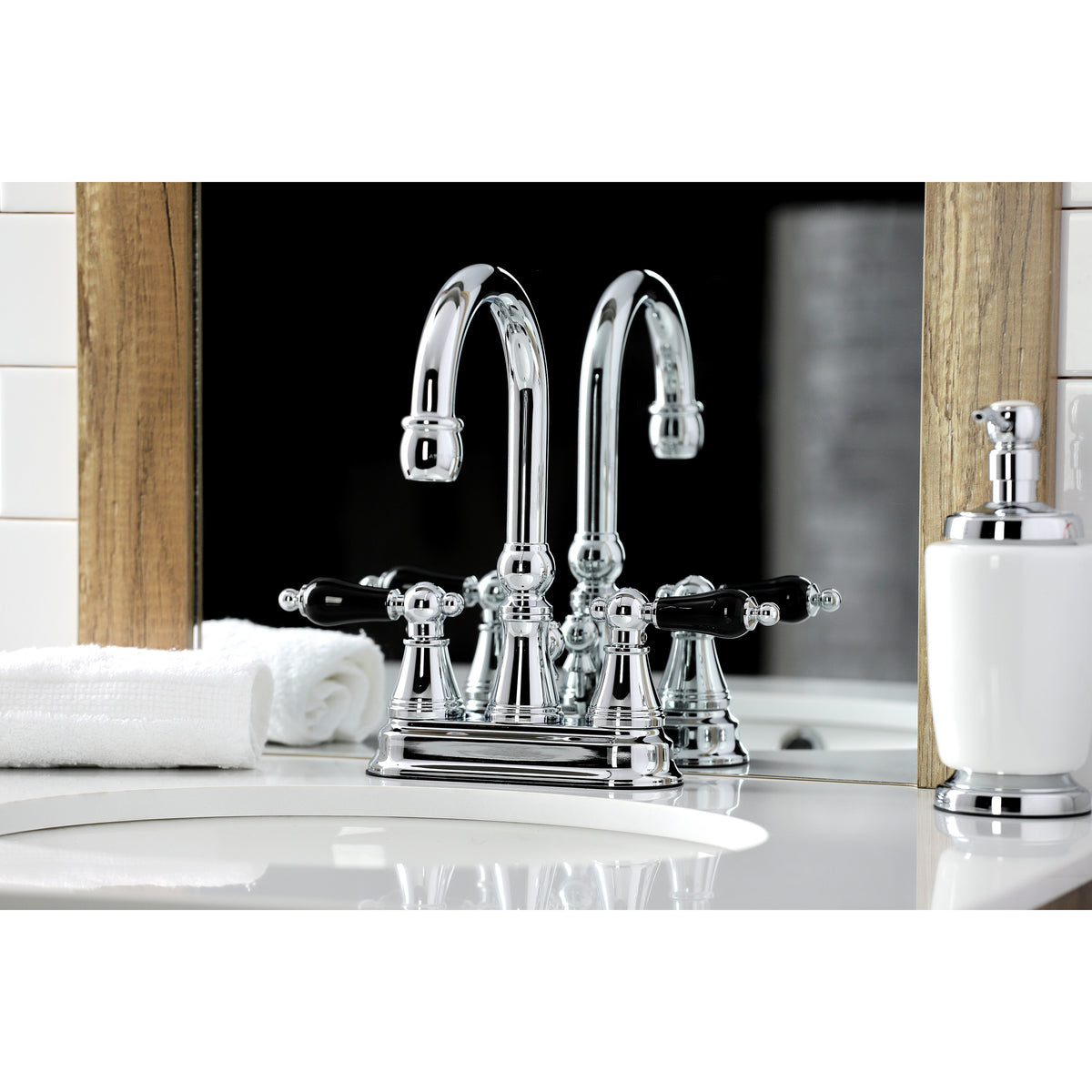 Kingston Brass KS2612PKL Duchess 4 in. Centerset Bathroom Faucet with Brass Pop-Up