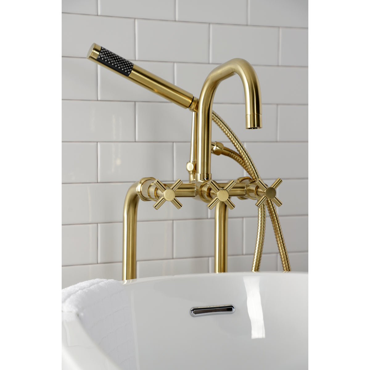 Aqua Vintage Concord Freestanding Tub Faucet with Supply Line, Stop Valve