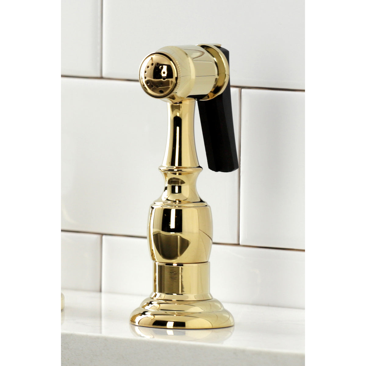 Kingston Brass KS2792PKLBS Duchess Widespread Kitchen Faucet with Brass Sprayer