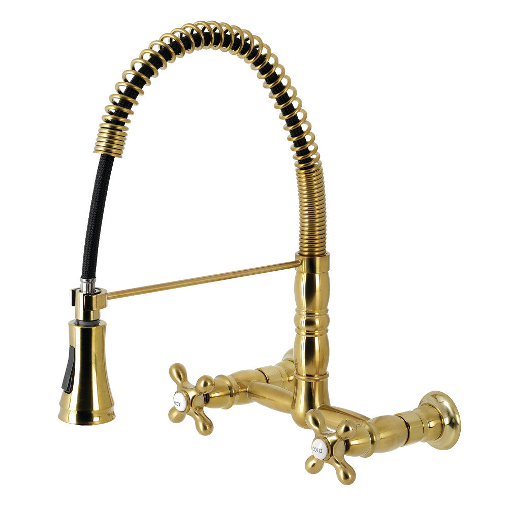 Gourmetier GS1241AX Heritage Two-Handle Wall-Mount Pull-Down Sprayer Kitchen Faucet