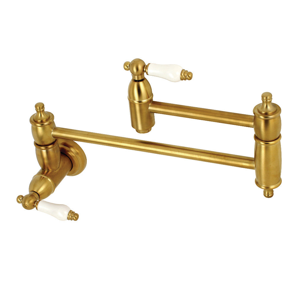 Kingston Brass KS3106PL Restoration Wall Mount Pot Filler Kitchen Faucet