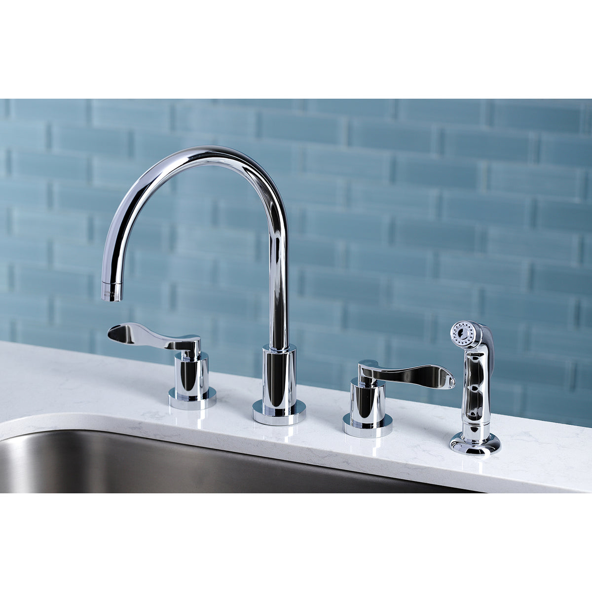 Kingston Brass KS8728DFL 8-Inch to 16-Inch Widespread Kitchen Faucet