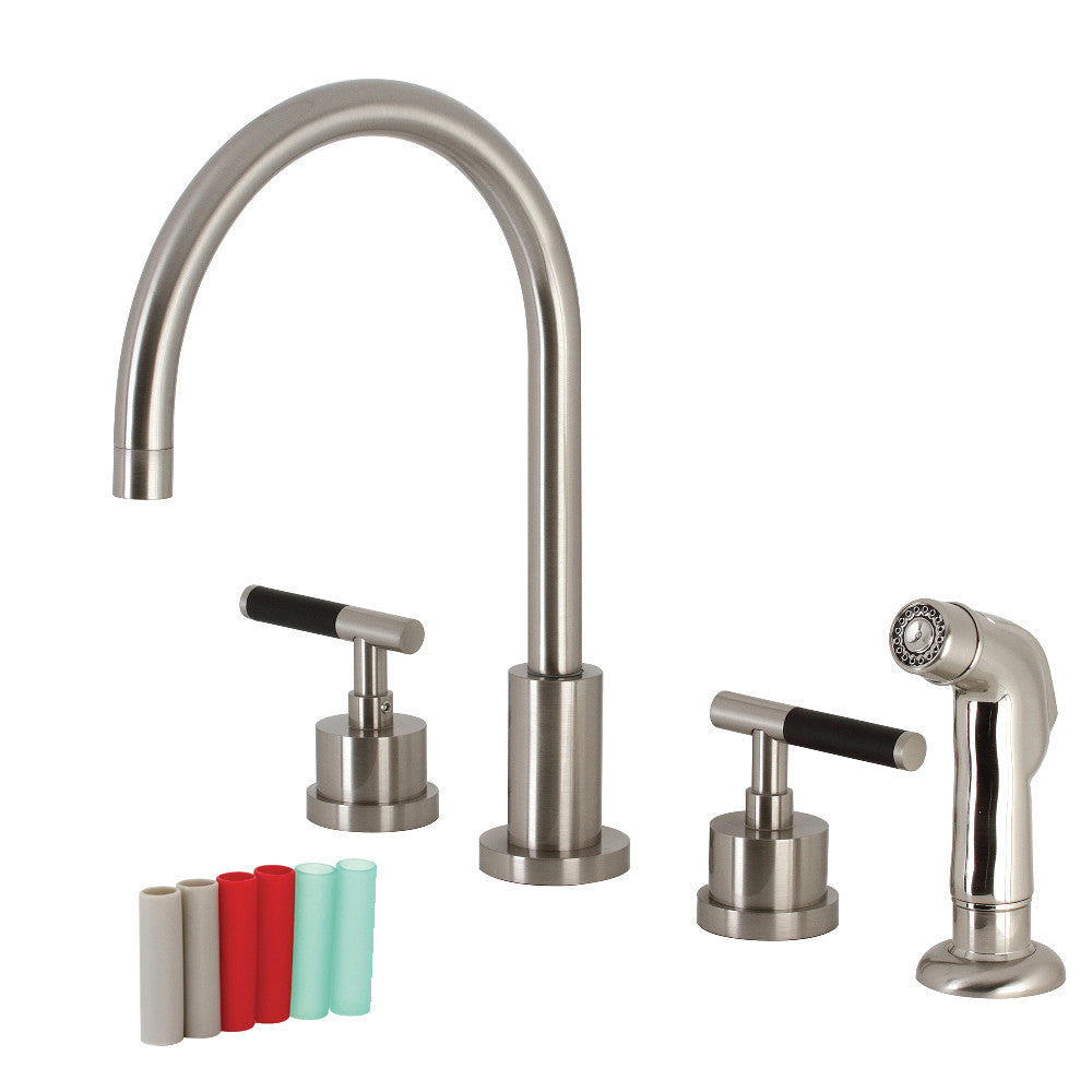 Kingston Brass KS8721CKL Kaiser Widespread Kitchen Faucet with Plastic Sprayer