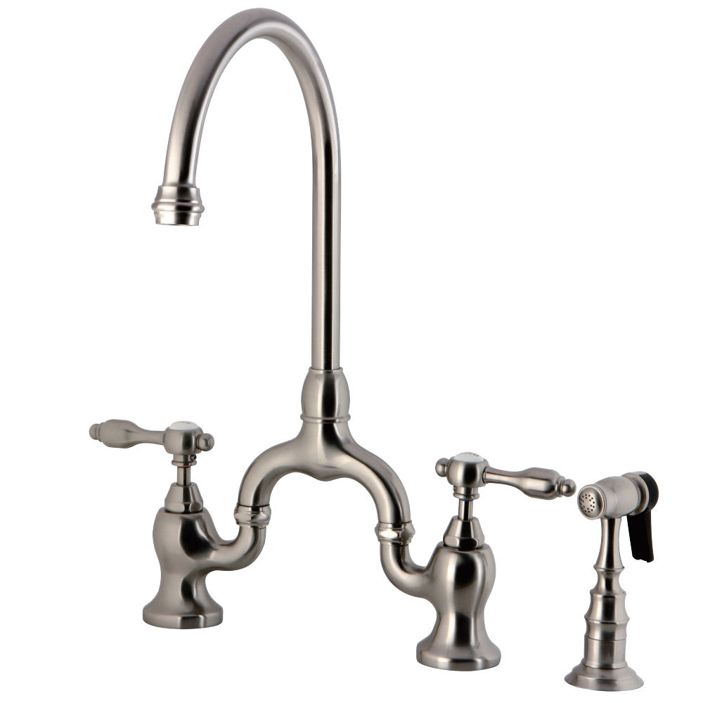 Kingston Brass KS7795TALBS Bridge Kitchen Faucet with Brass Sprayer