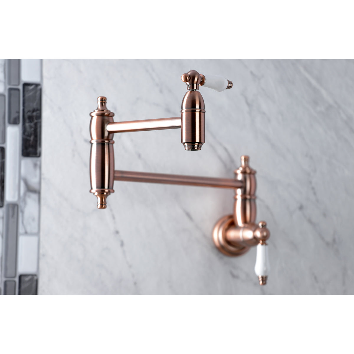 Kingston Brass KS3106PL Restoration Wall Mount Pot Filler Kitchen Faucet