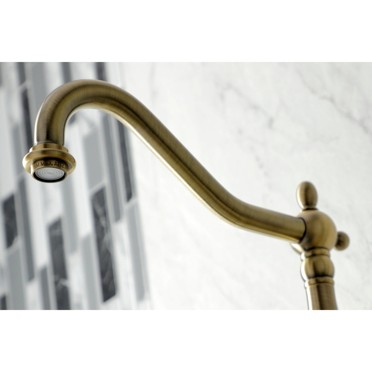 Kingston Brass KS1242PXBS Heritage Wall Mount Bridge Kitchen Faucet with Brass Spray