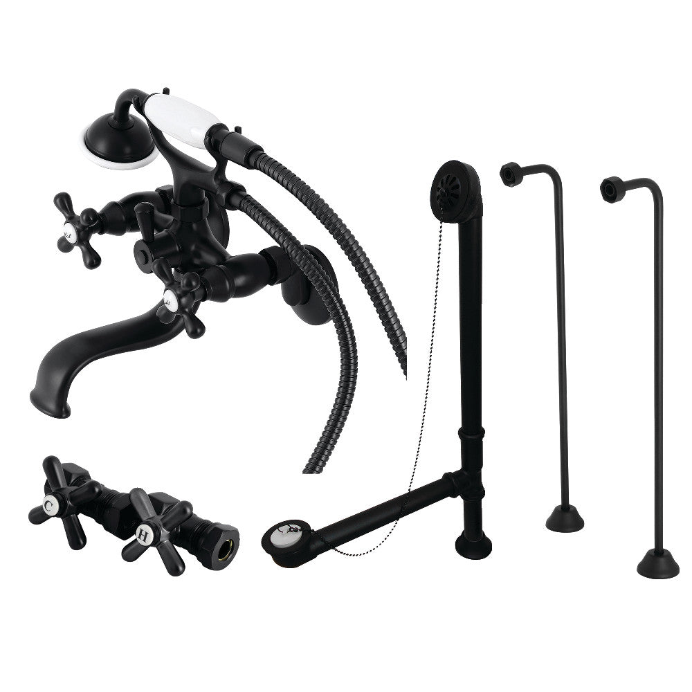 Vintage Wall Mount Clawfoot Tub Faucet Package with Supply Line