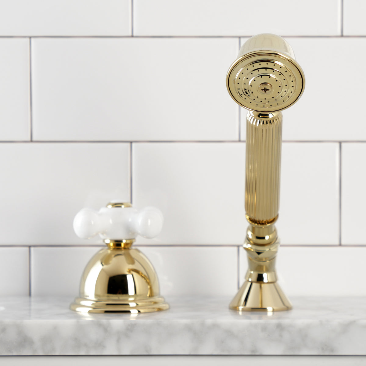 Kingston Brass Deck Mount Hand Shower with Diverter for Roman Tub Faucet