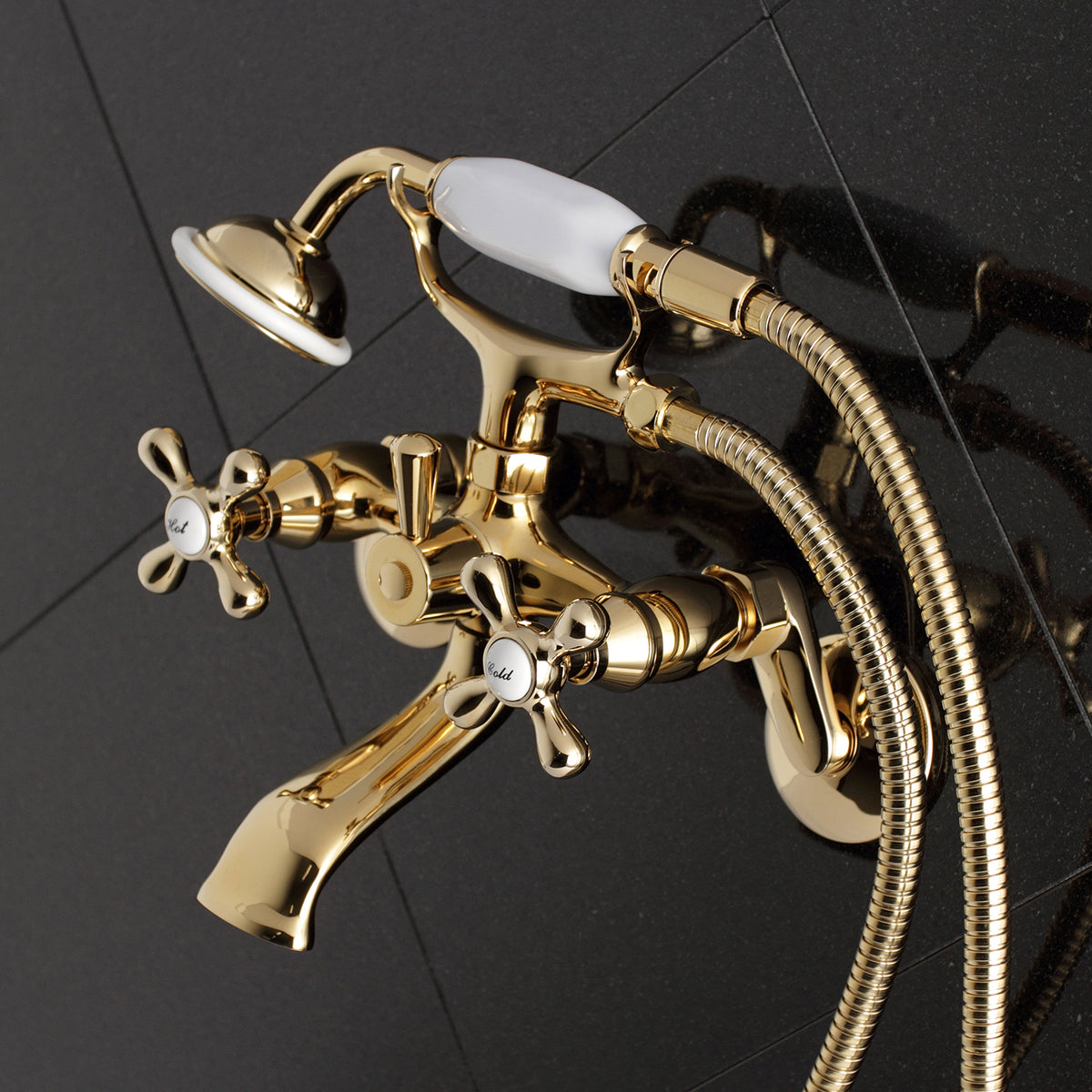 Kingston Wall Mount Clawfoot Tub Faucet with Hand Shower