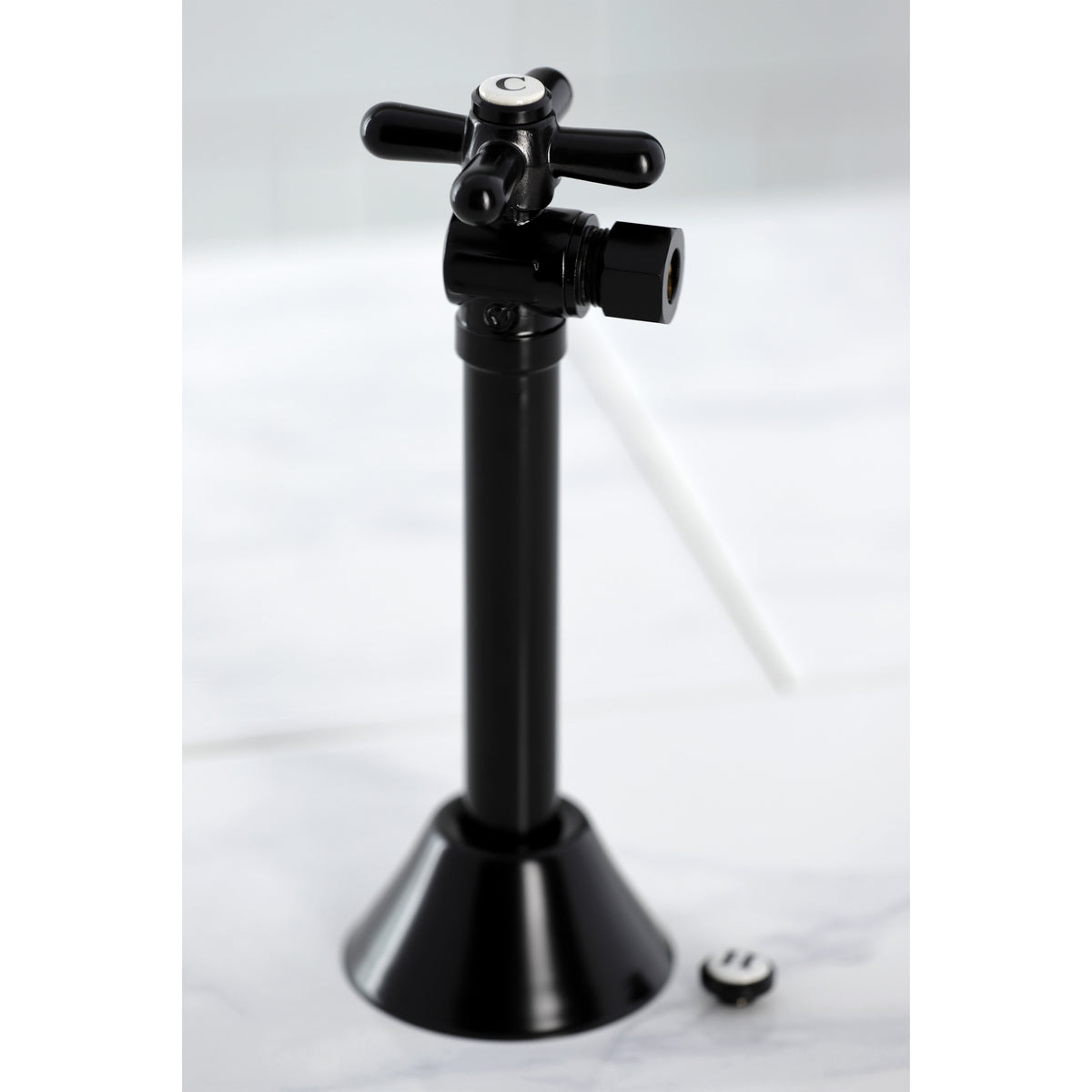 Kingston Brass 1/2&quot; Sweat x 3/8&quot; OD Comp Angle Shut-Off Valve with 5&quot; Extension