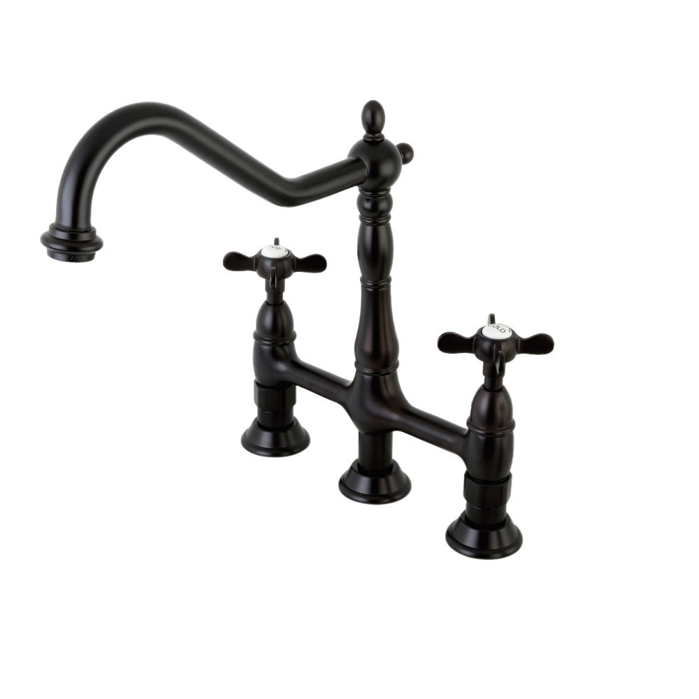 Kingston Brass KS1272BEXBS Essex Bridge Kitchen Faucet with Brass Sprayer