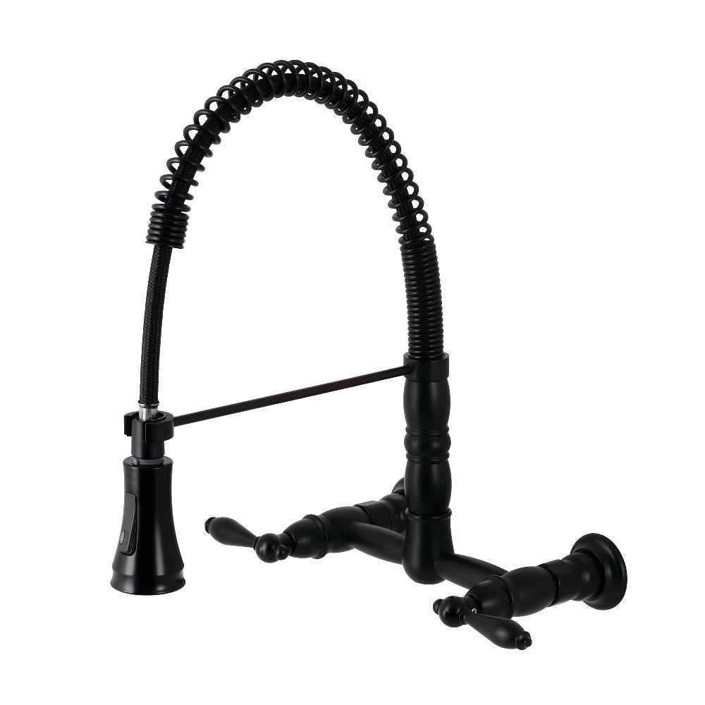 Gourmetier GS1245AL Heritage Two-Handle Wall-Mount Pull-Down Sprayer Kitchen Faucet