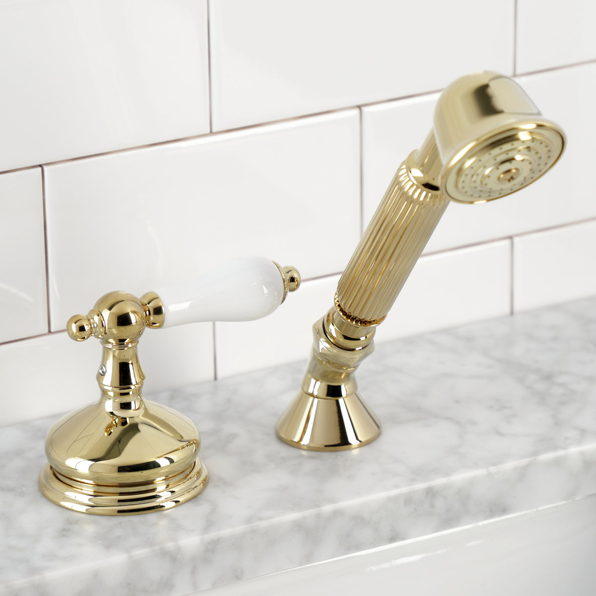 Kingston Brass Deck Mount Hand Shower with Diverter for Roman Tub Faucet