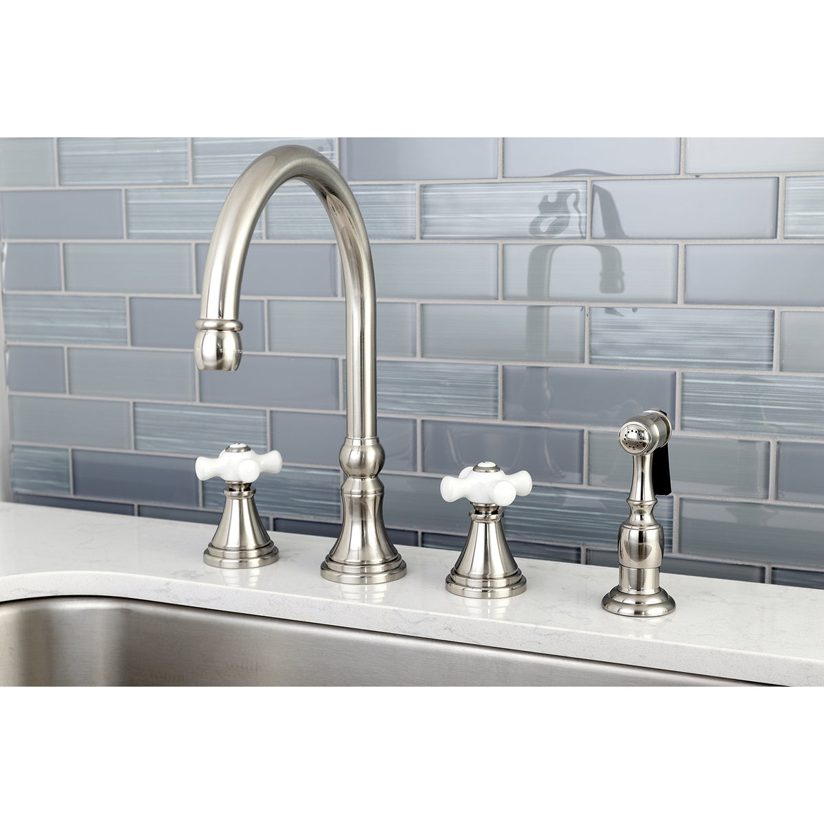 Kingston Brass KS2792PXBS Widespread Kitchen Faucet