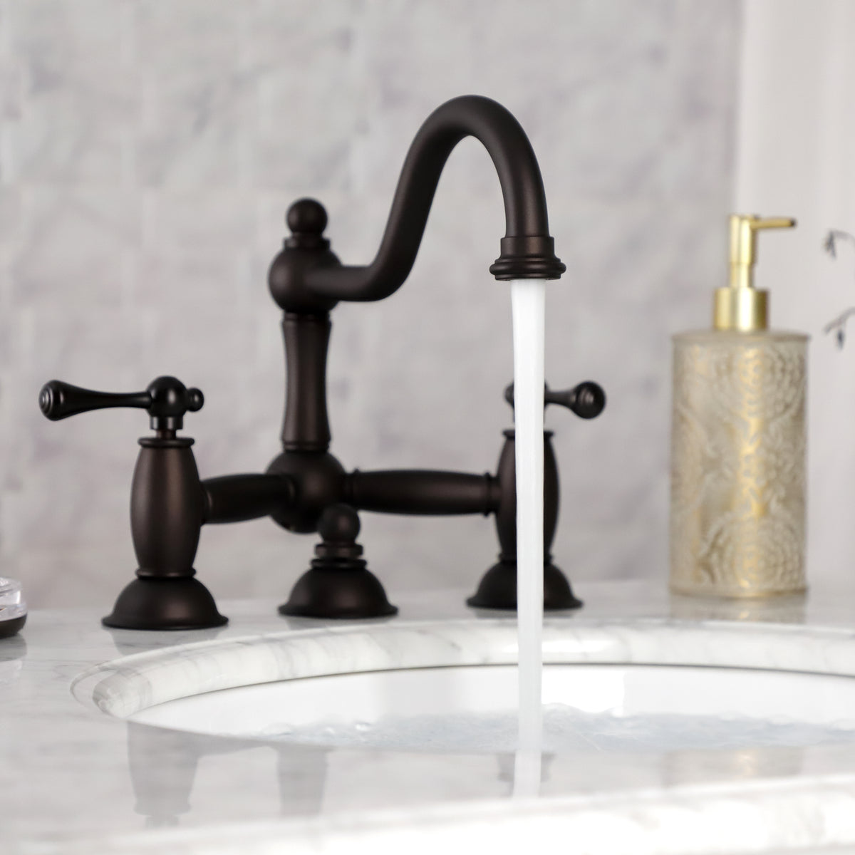 Kingston Brass KS3918BL Restoration Bathroom Bridge Faucet