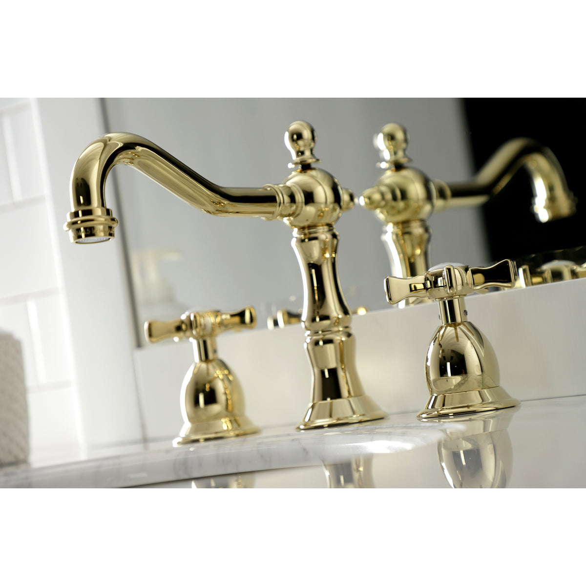 Kingston Brass KS1977NX Hamilton Widespread Bathroom Faucet with Brass Pop-Up