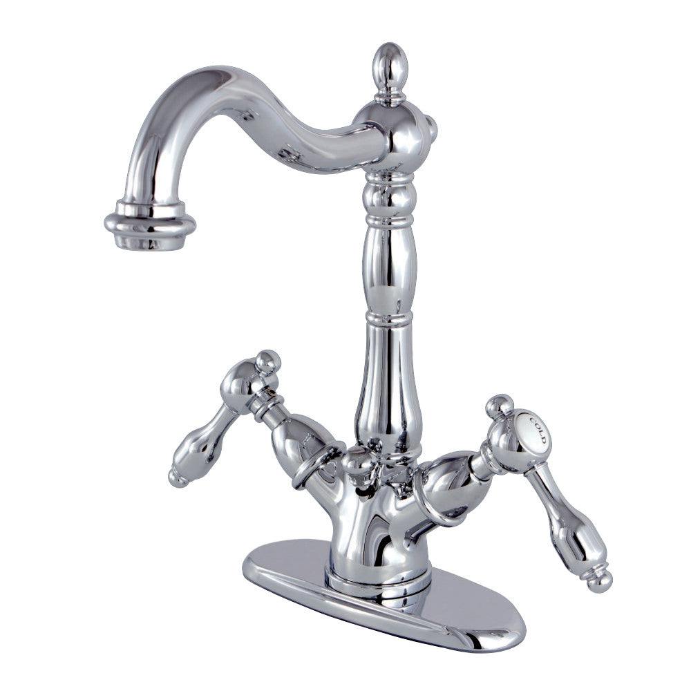 Kingston Brass KS1435TAL Tudor Two-Handle Bathroom Faucet with Brass Pop-Up and Cover Plate