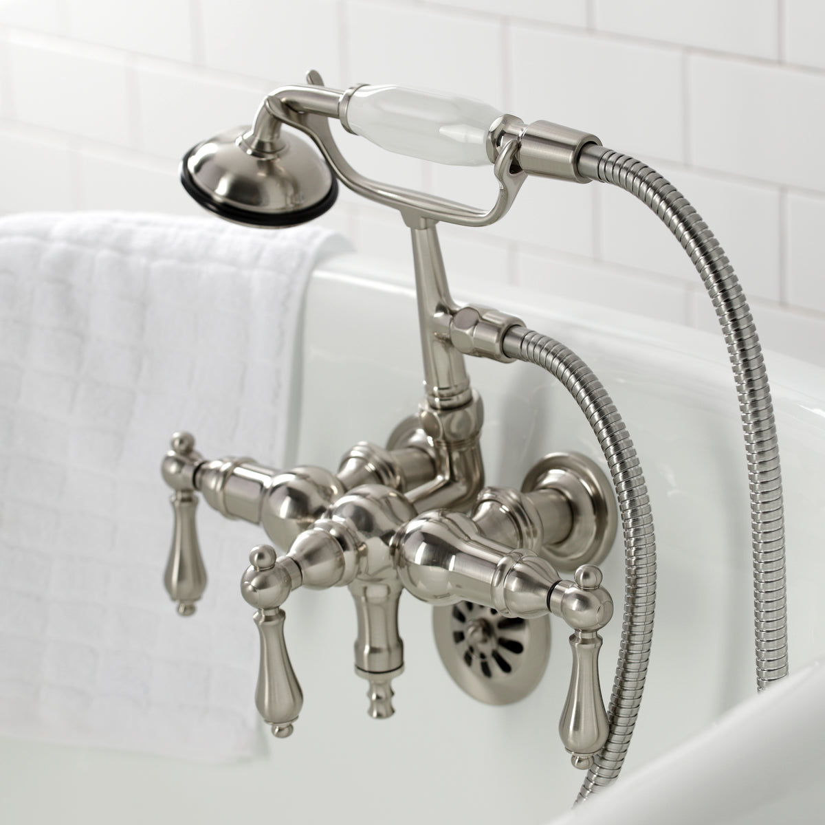 Vintage 3-3/8&quot; Tub Wall Mount Clawfoot Tub Faucet with Hand Shower
