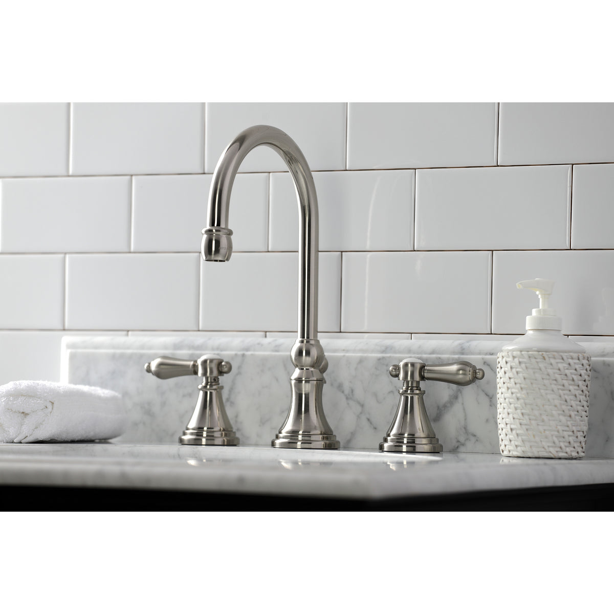 Kingston Brass KS2981BAL Heirloom Widespread Bathroom Faucet with Brass Pop-Up