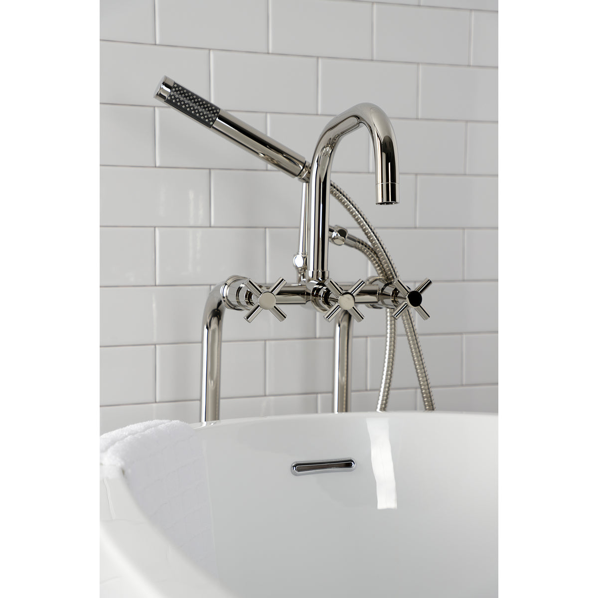 Aqua Vintage Concord Freestanding Tub Faucet with Supply Line, Stop Valve