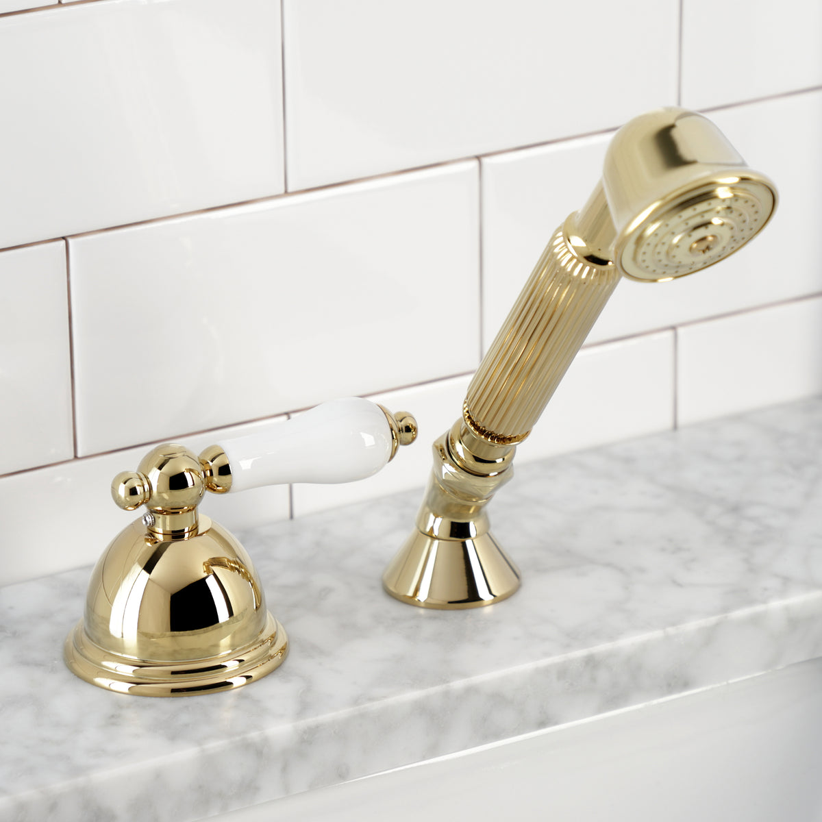 Kingston Brass Deck Mount Hand Shower with Diverter for Roman Tub Faucet